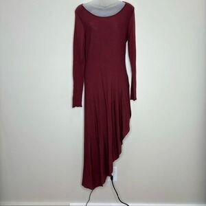Peruvian Connection Long Sleeve Sweater Dress Asymmetrical Hem size Small Red